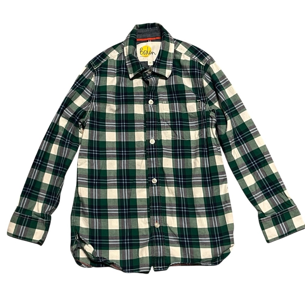 Boden Green Plaid Boy’s Cotton Shirt size 7-8 years